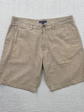 Broletto Linen Walking Shorts Mens 34 Natural Linen Color 10" Inseam Pickleball